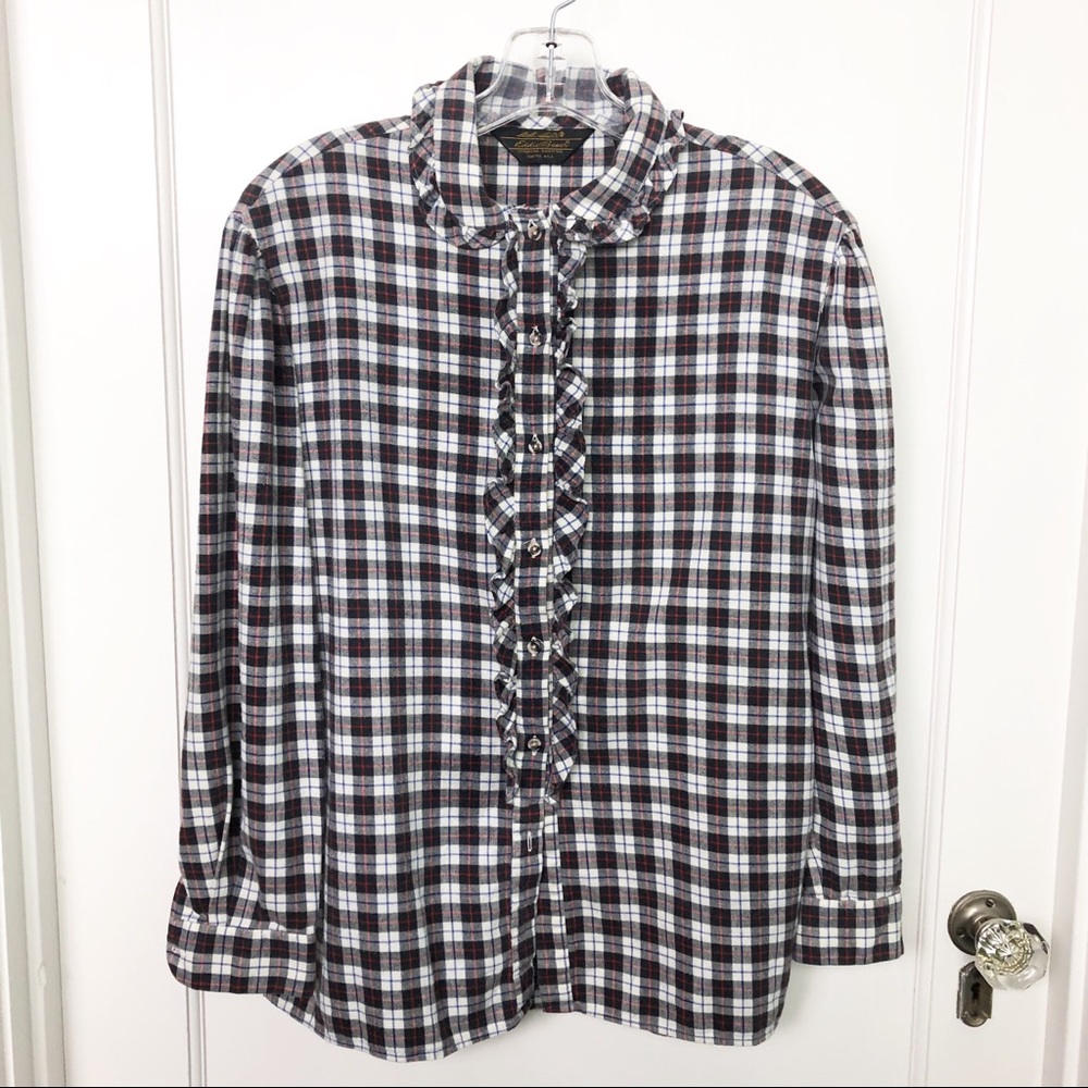 Eddie Bauer Buffalo Check Ruffle Collar Flannel
